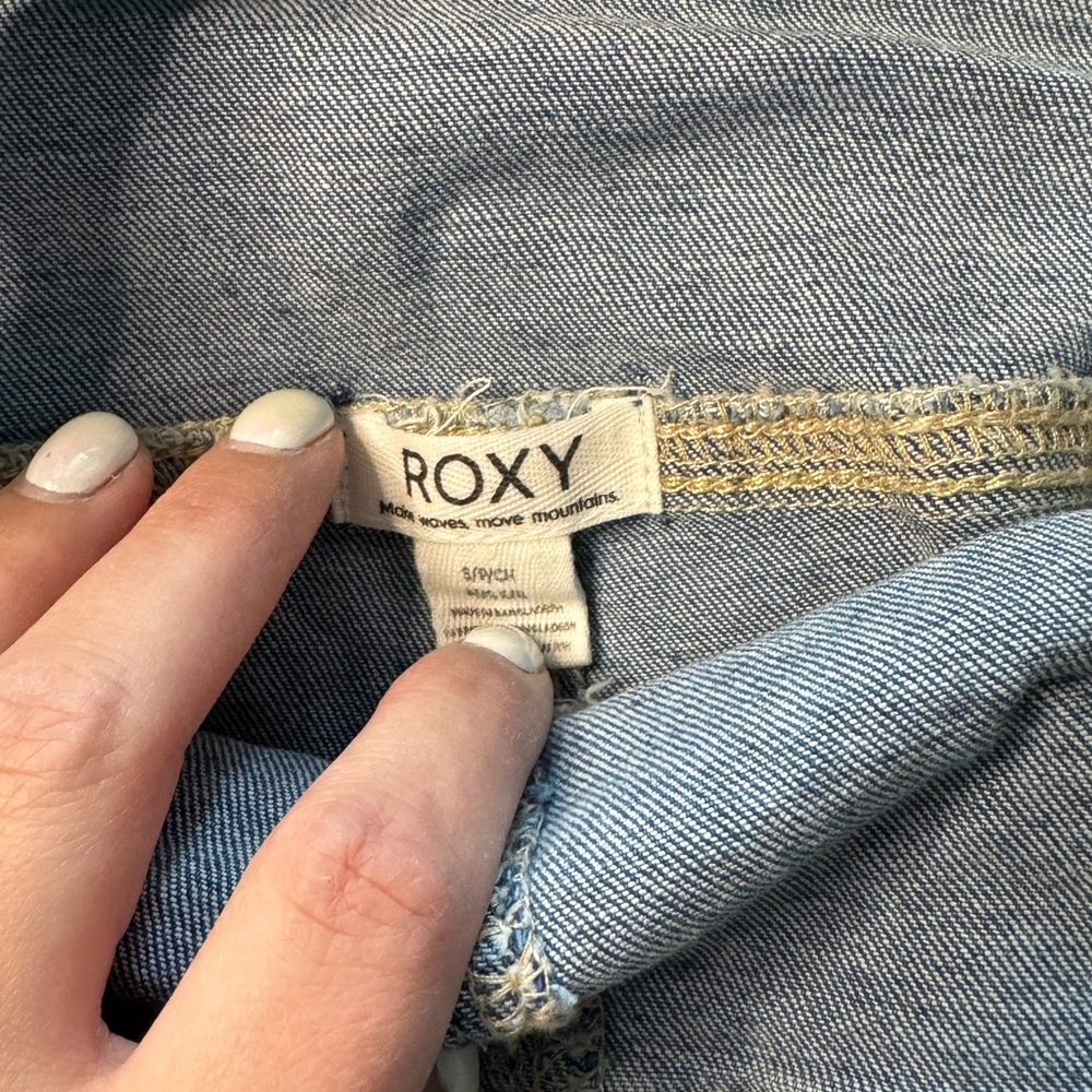 Roxy Light Blue Denim Overalls Shorts - Picture 4 of 5